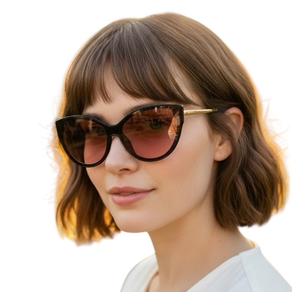 Tahari Oversized Cat Eye Black Gold Sunglasses Pink Ombre Fade